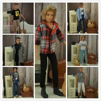1 комплект, модная мужская кукольная одежда ручной работы, Брюки, футболка, повседневная одежда для куклы 32 см, аксессуары для куклы Кен