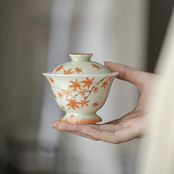 1 шт., большая ручная роспись, Рельефная Китайская Керамическая чашка с цветочным Рисунком, Чайная Чаша, Посуда