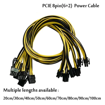 10шт 8-контактный PCI Express к двойному PCIE 6 + 2-контактный кабель питания PCI-E 18AWG для блока питания GPU Breakout Board для майнинга