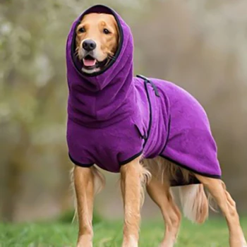 1Шт Одежда для домашних животных Фиолетовый Флисовый Халат для сушки Полотенец Для Собак Мягкая Пижама Пальто Теплая Одежда Моющийся Впитывающий Халат