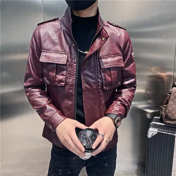 2022 Высший Сорт, Новая Брендовая Дизайнерская Повседневная Модная куртка из искусственной кожи, Мужские мотоциклетные Классические пальто, мужская одежда S-4XL