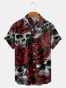 2023 Модная Гавайская Рубашка Для Мужчин, Оригинальные Социальные Рубашки Оверсайз и Блузки, Дышащая Одежда, Топы с Коротким Рукавом, Мужские Винтажные
