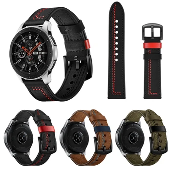 22 мм 20 мм Кожаный ремешок для Samsung Galaxy Watch 3/4 Gear S3/Active 2/Huawei Watch 3/GT2 Спортивный браслет Correa Для Amazfit GTR