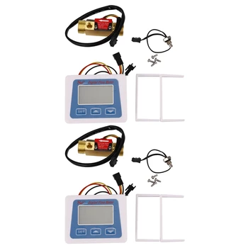2X Цифровой ЖК-дисплей, датчик расхода воды, расходомер, ротаметр, температура, запись времени с датчиком расхода G1/2