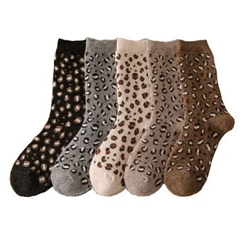 3 Пары Модных Новых Леопардовых женских носков, Хлопковые утепленные Шерстяные носки для ног с защитой от холода, Длинные Носки для девочек, Спорт на открытом воздухе, Sokken