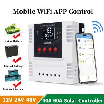 30A 40A 50A 60A Солнечный Контроллер заряда Smart WiFi APP Control Подходит Для 12 В 24 В 48 В Свинцово-кислотной/Гелевой/литиевой/Lifepo4 батареи