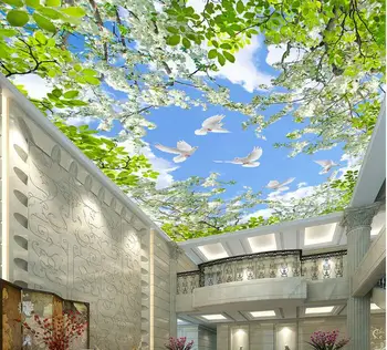 3d обои, настенная роспись на заказ, Цветочный сад, голубиное небо, потолочная роспись, фотообои для стен, 3D декор для гостиной