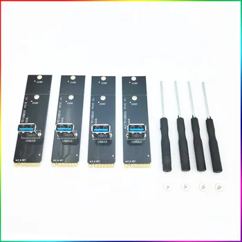 4 шт. M.2 Для передачи данных через USB 3.0 PCI-E 1X/2X/4X/8X/16X Адаптер Riser Card для майнинга