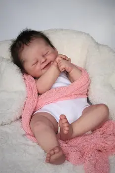 49 СМ Новорожденная кукла Реборн Алиша Смайл, Спящий ребенок, реалистичная мягкая на ощупь 3D кожа, укорененные вручную волосы, игрушки для детей