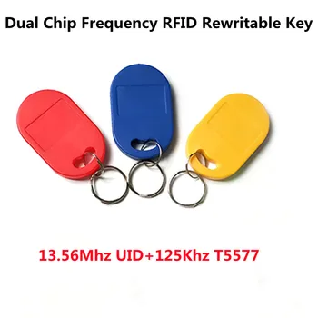 5ШТ IC ID Двухчиповый Перезаписываемый ключ 125 кГц T5577 Копирующий Значок 13,56 МГц 1K S50 NFC Клон Токен RFID Программатор UID Сменная Карта