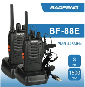 Baofeng 2шт BF-88E PMR446MHz Двухсторонний Радиоприемник 1500 мАч PMR Радио Ручной 0,5 Вт Портативная рация с Наушником