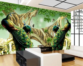 Beibehang Обои фреска красивый павлин ТВ фон обои украшение дома гостиная спальня фрески 3D обои