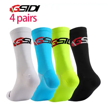 Gsidi 4 пары Профессиональных Велосипедных носков Дышащие Дорожные велосипедные носки Мужские Женские Спортивные Гоночные носки Высокого качества