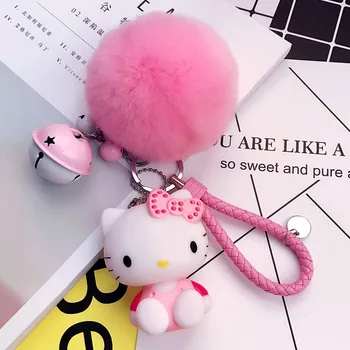 Kawaii Sanrio Hello Kitty Плюшевые игрушки Брелок Мультфильм Милые Девушки Плюшевое кольцо для ключей Сумки Подвески Украшения Ювелирные Изделия Фестивальные подарки
