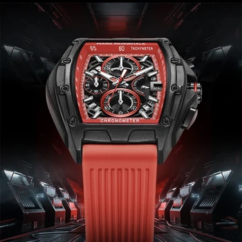 Mark Fairwhale Роскошные Оригинальные Наручные Часы Модные Кварцевые Часы Мужские Спортивные Силиконовый Ремешок Водонепроницаемый Tonneau Mille Reloj 2023