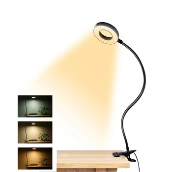 USB-зажим для Книг, Ночник, Лампа для чтения в кабинете, 48 светодиодов, Зажим на настольной лампе, 360 ° Гибкая Настольная Лампа для чтения с Гусиной Шеей, Уход за глазами