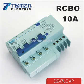 Автоматический выключатель остаточного тока 4P 10A DZ47LE4P10A 400V ~ с защитой от перегрузки по току и утечки RCBO