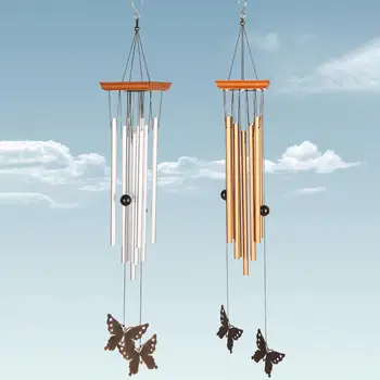 Бабочка Ветряные колокольчики Алюминиевая Трубка Ветряные колокольчики Садовый декор на открытом воздухе с орнаментом в виде бабочки, подвесной для домашнего декора