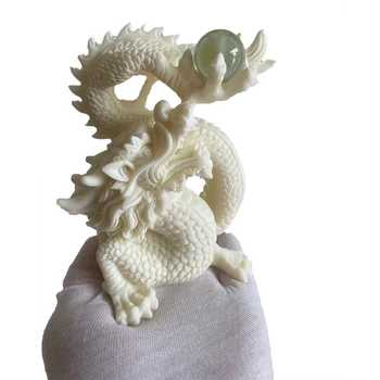 Белая пластина Дракон Играет бусинками, Скульптура талисмана, статуя, Современная художественная скульптура, высококачественные украшения для дома, китайская подарочная статуя талисмана