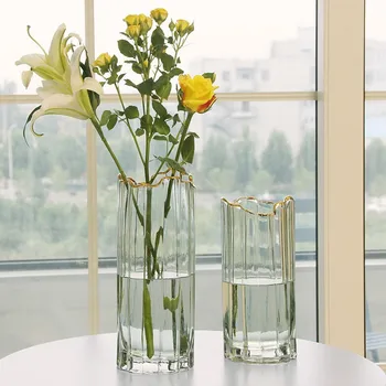 Вазы из скандинавского стекла, прозрачные и минималистичные креативные цветочные композиции для гостиной, водяные лилии, розы, цветы