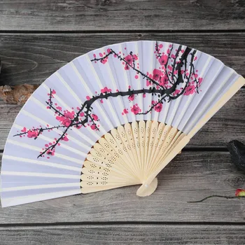 Вентиляторы Cherry Blossom Япония Азиатский Свадебный подарок Нежный Складной Ручной Веер Бамбуковый Классический Сливовый веер ручной работы Декор