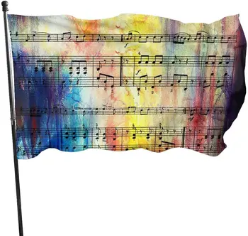 Винтажный музыкальный флаг для нот, украшение для дома, уличный декор, баннеры и флаги из полиэстера 90x150 см, 120x180 см