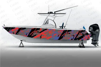 Всплеск векторной абстрактной графики Упаковка стикеров для лодок Водонепроницаемая изготовленная на заказ Морская наклейка для лодок Виниловая обертка для лодок