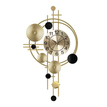 гостиная, ретро-скандинавская роскошь, современный минималистичный декор для дома, немое искусство, настенные часы из кованого железа различной формы