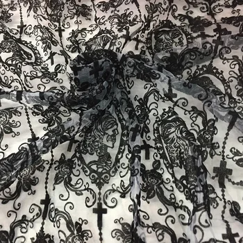 Готическая Черная Кружевная ткань Сетка Марля Женское платье 