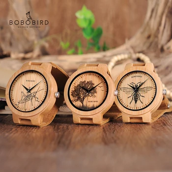 Деревянные часы BOBO BIRD, Мужские Реалистичные, Специальный дизайн, УФ-принт, циферблат, Бамбук, relogio masculino, Подарочные часы C-P20