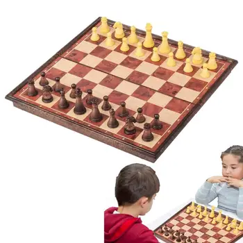 Деревянный Шахматный Набор Детская Шахматная Игра Деревянная Шахматная Доска Портативная Шахматная Доска Для Игры В шахматы, Повышающая Интеллект и Веселые игры Детей