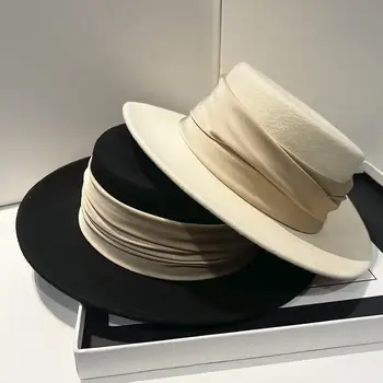 Женская кепка, фетровые шляпы-котелок, модная шерстяная шляпа-фетровая шляпа 2023, дизайнерская осенне-зимняя шляпа, пляжные шапки-часовни, женские элегантные