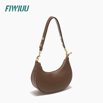 Женская Седельная сумка Fiwiuu, Кожаная сумка-Хобо на молнии в виде полумесяца, Одинарная сумка, чехол