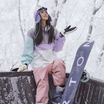 Зимний Лыжный Сноуборд Толстовки Пальто Водонепроницаемый Ветрозащитный Дышащий Мужчины Женщины Открытый Спортивная Одежда Пэчворк Снежные Одежды