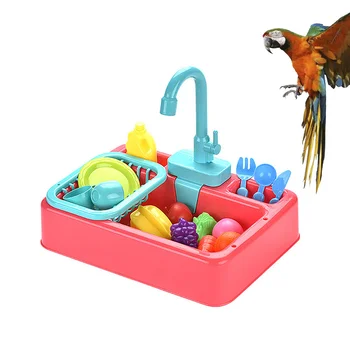 Игрушки для ванной, Автоматическая чаша для подачи воды, коробка для душа с птицами, Попугай, Пион, инструмент для чистки птиц с красочными игрушками (красный,