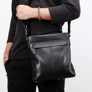 Кожаная мужская сумка AETOO для поездок на работу, сумка на одно плечо, модная вертикальная корейская версия деловой повседневной мужской сумки, сумка через плечо ba