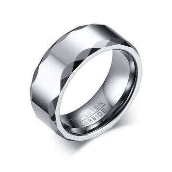 кольцо из карбида вольфрама 8 мм, Мужское кольцо с полированной отделкой и скошенным Краем, Обручальное кольцо