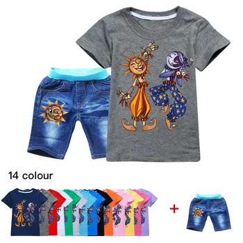Комплекты одежды для маленьких девочек, футболка + джинсы, футболка для мальчиков, Детская одежда FNAF Sundrop, детская футболка, спортивный костюм moondrop, спортивный костюм