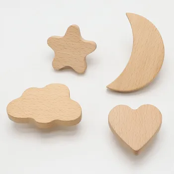 Красивые мебельные ручки в форме сердца, Лунный ящик, деревянные ручки, звездное облако, украшение для детей, шкаф, деревянные тяги