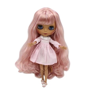 ЛЕДЯНАЯ кукла DBS Blyth с черным телом и матовым лицом, длинными розовыми смешанными волосами BL2240/7008
