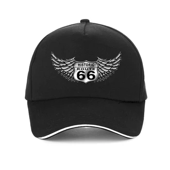 Модная бейсболка с надписью USA Route 66 в стиле панк, Серебряные крылья 66, мужская шляпа для мотогонок, Солнцезащитная регулируемая бейсболка Snapback, кепки для папы