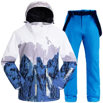 Мужской лыжный костюм, зимний уличный теплый ветрозащитный водонепроницаемый лыжный костюм для сноуборда, женская лыжная куртка, лыжные брюки, зимний костюм