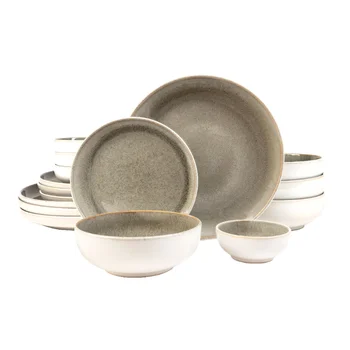 Набор посуды из керамогранита Sango Resona, набор из 16 предметов, Moss Greenкомплектный набор посуды