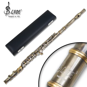 Набор флейт SLADE C-Key на 16 отверстий C-Key Флейта С футляром, ткань для чистки, Перчатки, Аксессуар для духовых инструментов, Зеленый Антиквариат