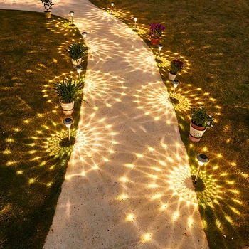 Наружный светодиодный Солнечный свет IP65, Водонепроницаемое украшение для сада во дворе, Заземляющий светильник, Свет и тень, Солнечная лампа для ландшафта лужайки