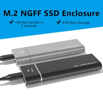 Новый твердотельный накопитель SSD из алюминиевого сплава, корпус мобильного жесткого диска 1,8 дюйма M.2 NGFF к USB 3,1, Высокоскоростная передача данных Поддерживает 6 Гбит/с