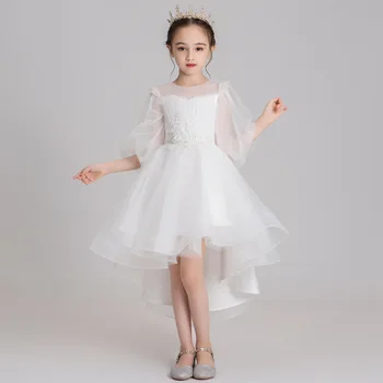 Платья для девочек в цветочек от 2 до 12 лет для Свадеб, Белое платье для крещения, Вечерние бальные платья для Крещения, Детский День рождения