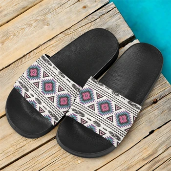 Повседневные тапочки с принтом американского этнического племени ацтеков, уличные нескользящие сандалии, женская пара, пляжная обувь на плоской подошве, домашние горки 2023