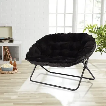 Прочный складной стул с металлической конструкцией, стул с двойным блюдцем, черный