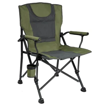 Роскошное портативное походное кресло с подогревом - зеленый / серый - Отлично подходит для кемпинга, спорта и пляжа